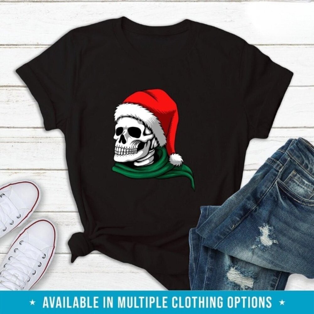 Skeleton Christmas Shirt Creepy Xmas Graphics Tshirt